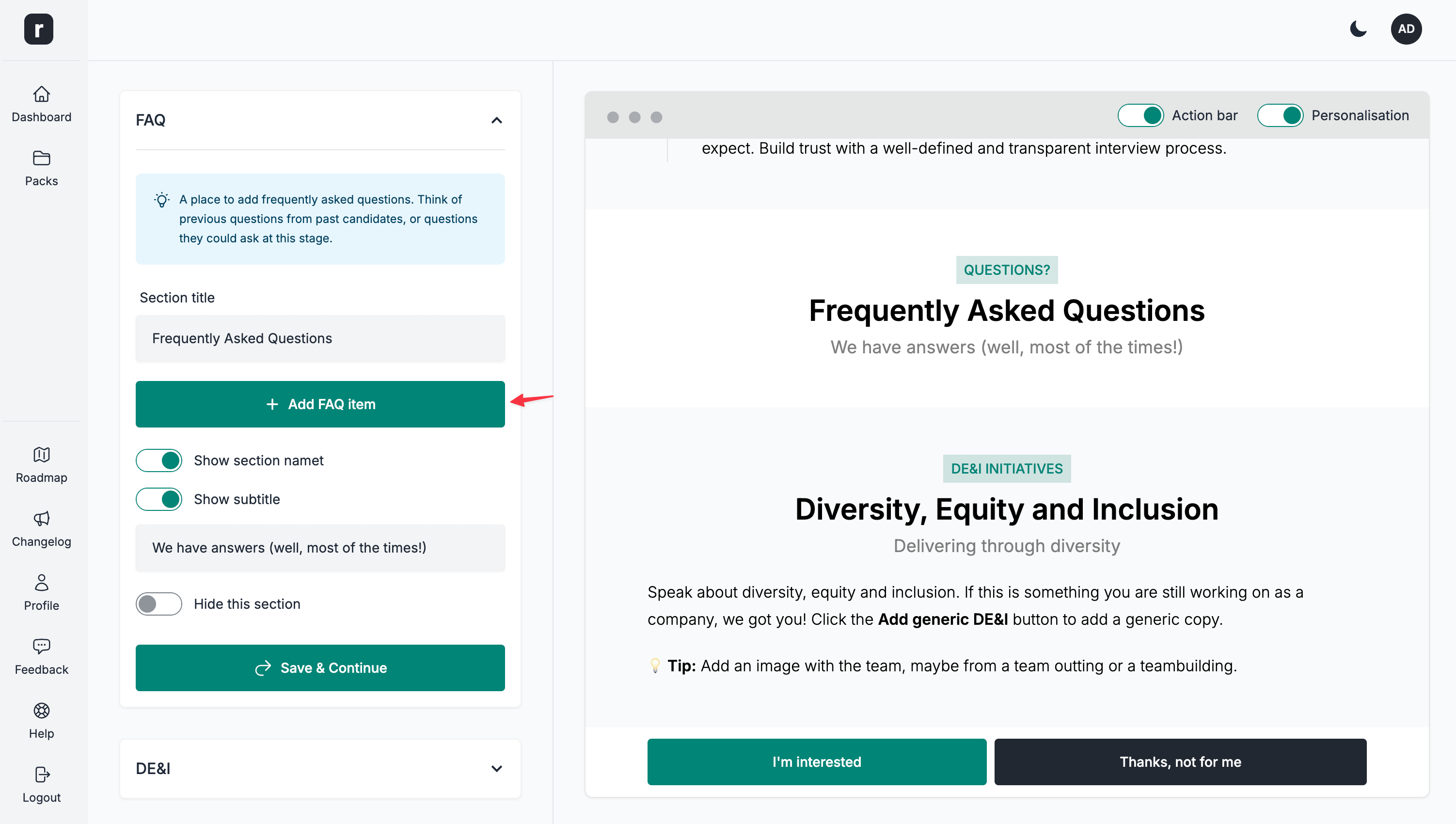 Add FAQ item