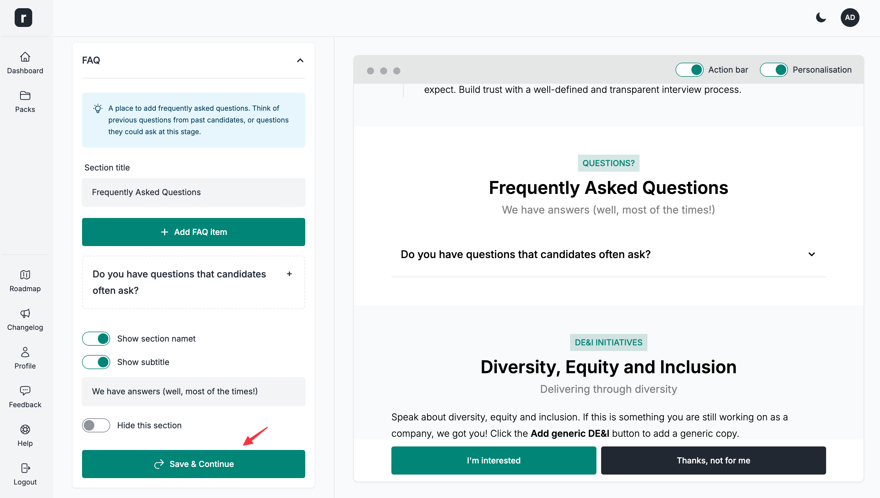 Save FAQ section